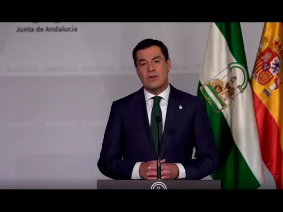 Juanma Moreno durante su intervención