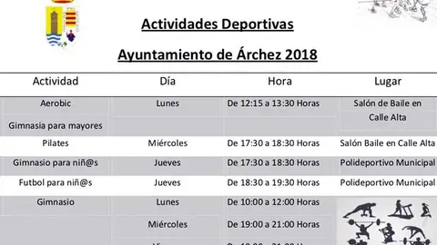 Programación deportiva de Árchez