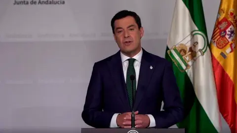 Juanma Moreno durante su intervención